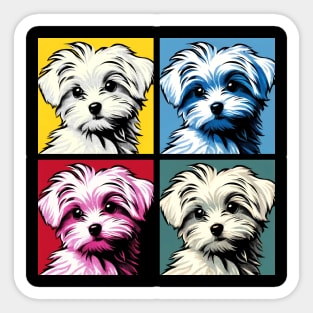 Pop Retro Maltese Art Painting - Cute Puppy Sticker